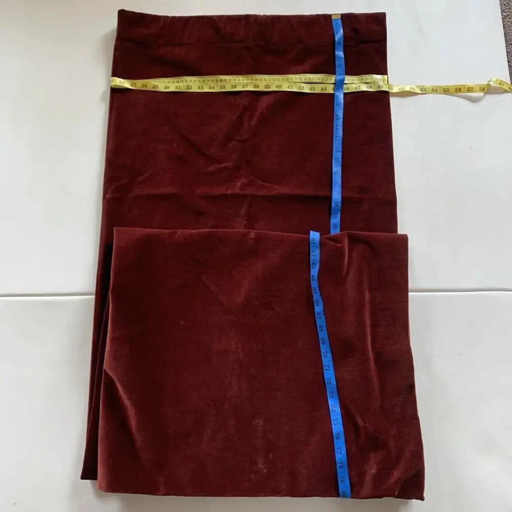 Restoration Hardware (2) Velvet Curtain Panels Red 49 By 80 Pocket DBL Blackout